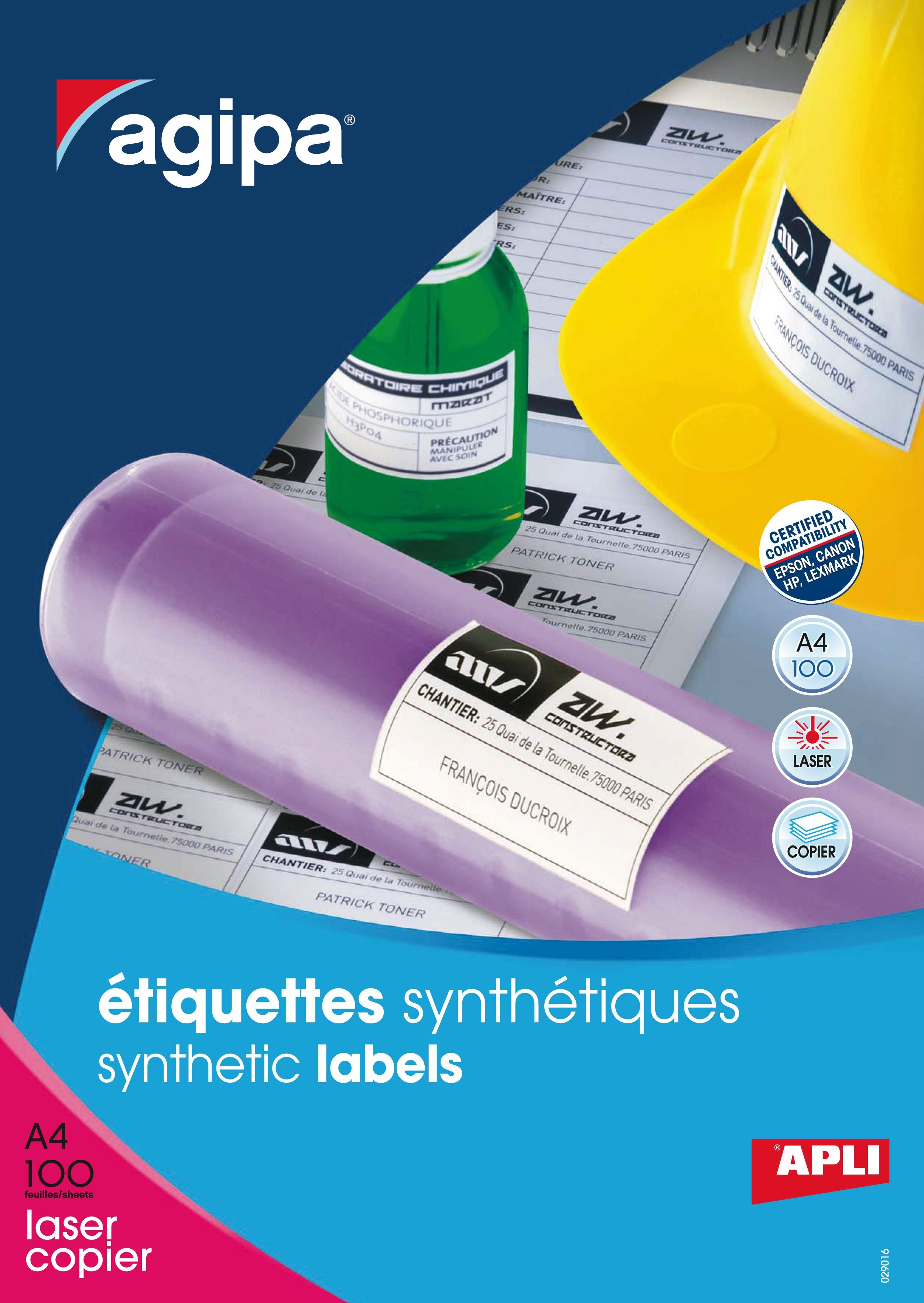 APLI 101169 - Etiquettes polyester blanches format 105 x 148 mm Laser et Copieur APLI 101169