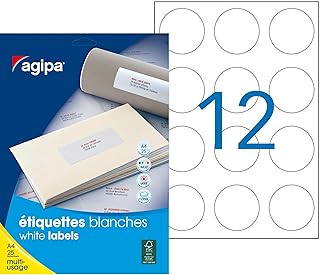 APLI 102373 - Pastilles blanches multi usage Diamètre 60mm. 300 étiquettes sur 25 feuilles A4 (LR060.25) APLI 102373