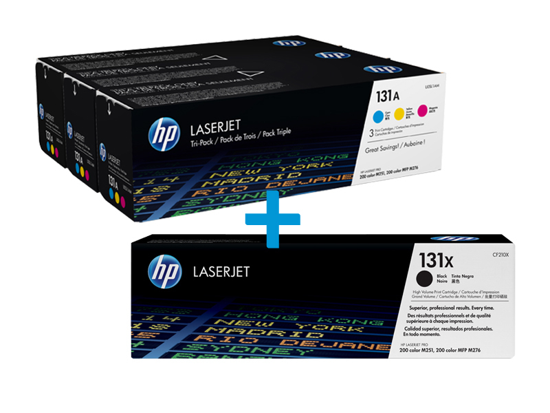 HP 131X Pack 4 - Pack 4 toners laser noir HP 131X et couleurs 131A HP 131X Pack 4