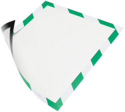 Durable 4945-131 - Cadre magnétique SECURITY, format A4, vert/ blanc face avant avec cadres colorés, bandes magnétiques qui recouvrent totalement les bordures de la face arrière, insérable comme format portrait ou paysage, 2 cadres colorés conforme à la norme ISO 3864-4 pour les couleurs de sûreté contenu: 5 pièces (4945-131) Durable 4945-131