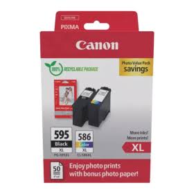CANON PG-595XL/CL586XL - Pack Cartouche Jet d'encre Original Canon PG595XL & CL586XL + papier Photo Canon GP501 ref 7170C004 couleur Noire capacité 300 pages CANON PG-595XL/CL586XL