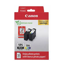 CANON PG-595/CL586 - Pack Cartouche Jet d'encre Original Canon PG595 & CL586 + papier Photo Canon GP501 ref 7171C004 couleur Noire capacité 300 pages CANON PG-595/CL586