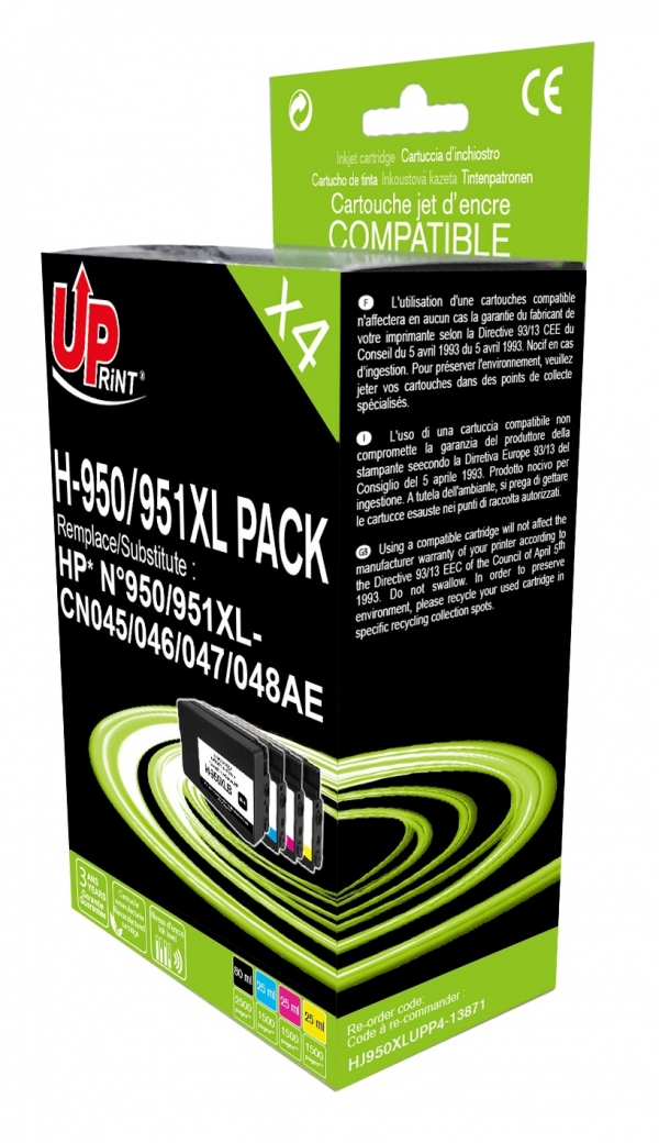 HP 950XL 951XLC - Pack de 4 cartouches jet d'encre noire et couleurs Générique pour HP n°950XL n°951XL C2P43Ae HP 950XL 951XLC
