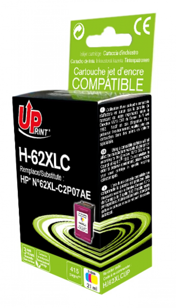 HP C2P07AEC - Cartouche jet d'encre couleurs Générique pour HP n°62XL H62XLC HP C2P07AEC