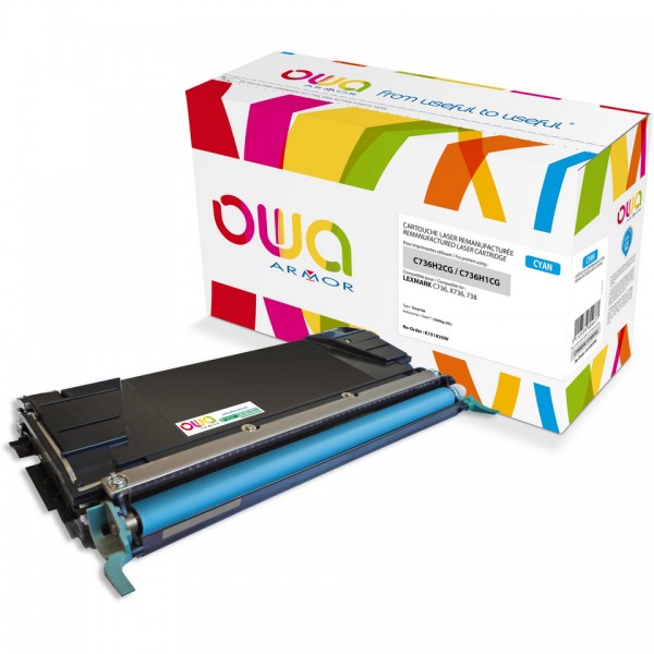 LEXMARK C736H1CG K15183OW - Toner laser cyan marque armor compatible Lexmark série C736-X736-X738 LEXMARK C736H1CG K15183OW