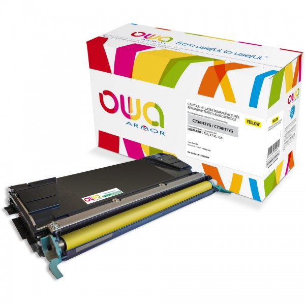 LEXMARK C736H1YG K15185OW - Toner laser jaune marque armor compatible Lexmark série C736-X736-X738 LEXMARK C736H1YG K15185OW