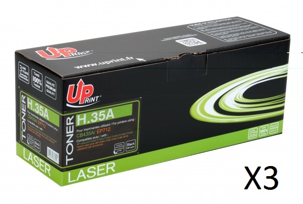 HP CB435A Pack 3 C - Pack de 3 toners laser noir Compatible Premium pour HP 35A HP CB435A Pack 3 C