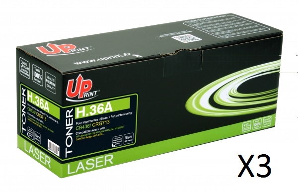 HP CB436A Pack 3 C - Pack de 3 toners laser noir Compatible Premium pour HP 36A HP CB436A Pack 3 C