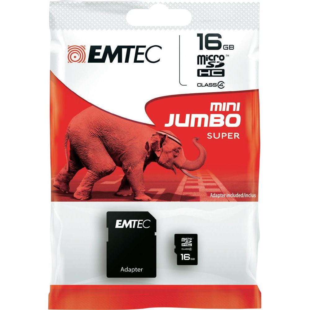 EMTEC ECMSDM16GHC4 - Mini Jumbo Super microSDHC 16Gb - class 4 - avec adaptateur EMTEC ECMSDM16GHC4