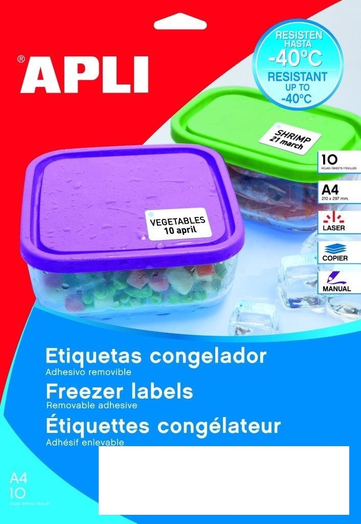 APLI 15070 - Etiquettes congélation 63,5 x 33,9mm Laser - Copieur et Manuel APLI 15070