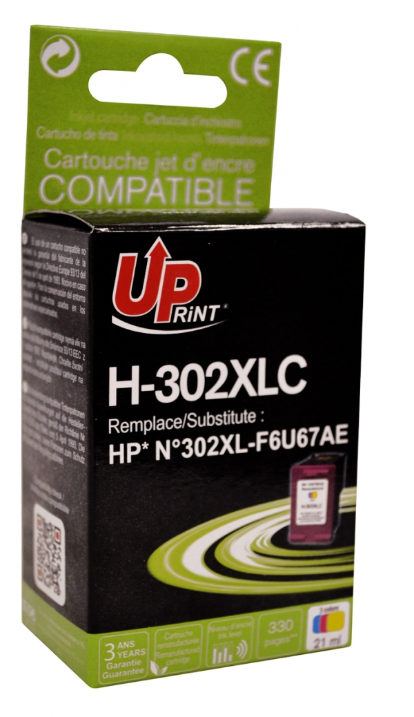 HP F6U67AEC - Cartouche Compatible Haute Qualité Uprint jet d'encre couleurs pour HP N°302XL F6U67AE HP F6U67AEC