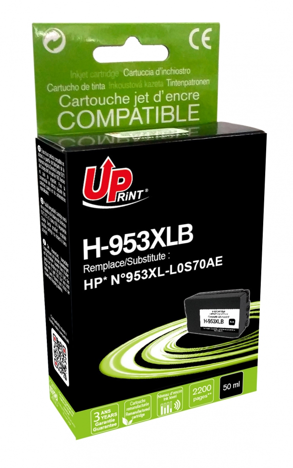 953XLC - Cartouche jet d'encre noire compatible Uprint pour cartouche n°953XL H953XLB 953XLC