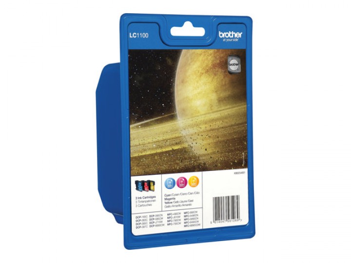 BROTHER LC1100 RBW BP - Pack de 3 cartouches jet d'encre couleurs LC1100 BROTHER LC1100 RBW BP