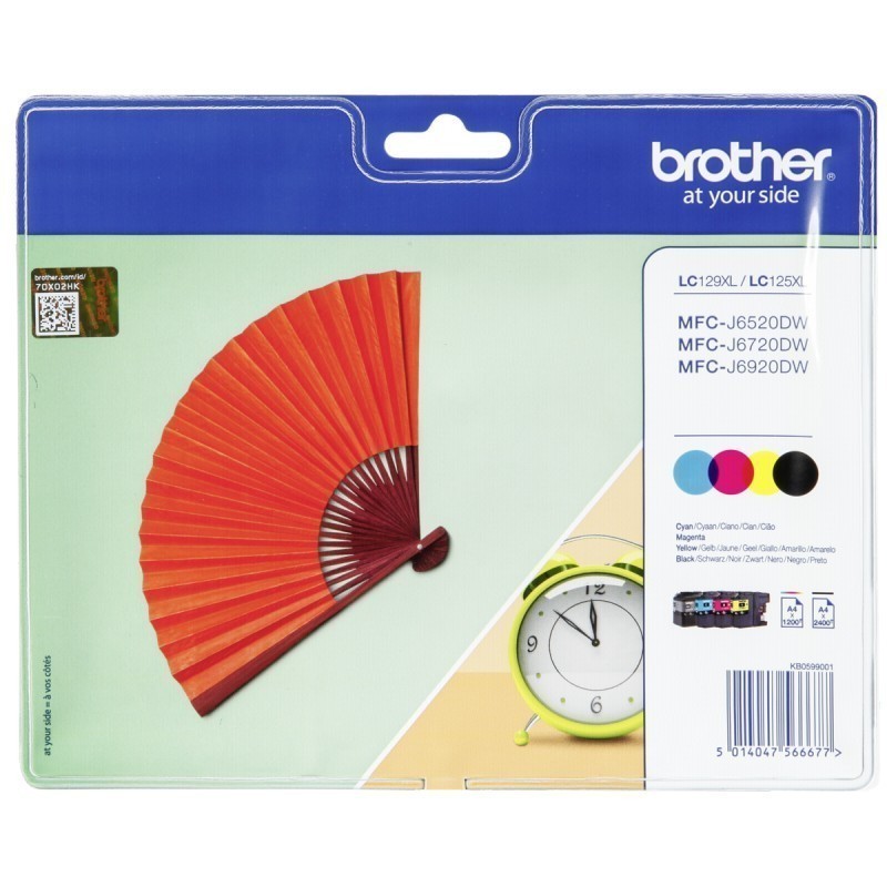 BROTHER LC129XL Pack 4 - Pack de 4 cartouches jet d'encre LC125XL LC129XL noire et couleurs BROTHER LC129XL Pack 4