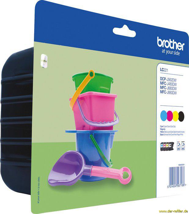BROTHER LC221 Pack 4 - Pack de 4 cartouches jet d'encre brother LC221VALBPDR noire et couleurs BROTHER LC221 Pack 4