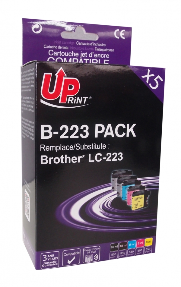 8 Cartouches D'encre Compatibles Brother LC223 (2 Packs) - Noir, Cyan, Magenta, Jaune - Neuves