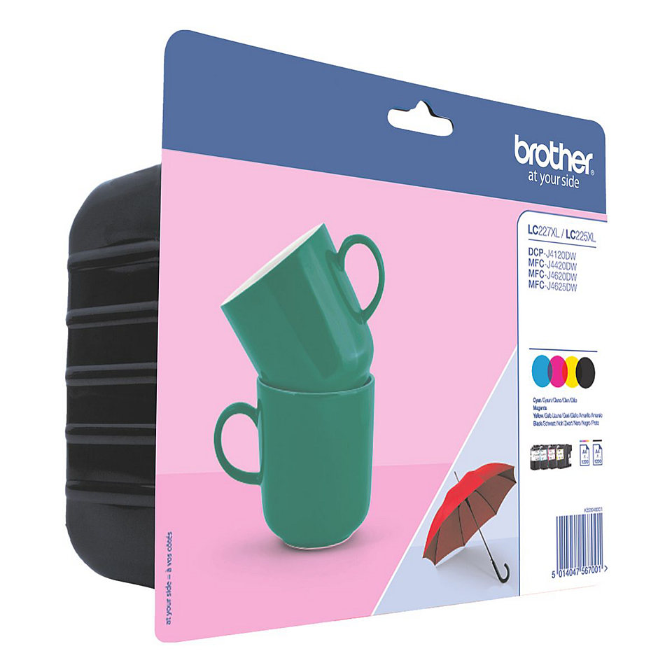 BROTHER LC227XL LC225XL - Pack de 4 cartouches jet d'encre LC227XL LC225XL noire et couleurs BROTHER LC227XL LC225XL