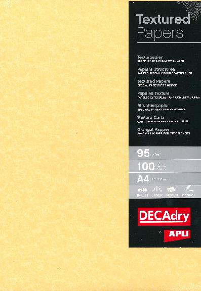 APLI PCL1600 - Papier structuré A4 95gr. Parchemin Or Decadry APLI PCL1600