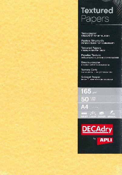 APLI PCl1676 - Papier structuré A4 165gr. Parchemin Or Decadry APLI PCl1676