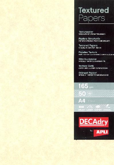 APLI PCL1677 - Papier structuré A4 95gr. Parchemin Champagne Decadry APLI PCL1677