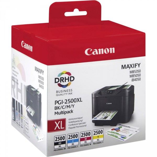 CANON PGi-2500XL BKCMY - Pack de 4 cartouches jet d'encre noire et couleurs PGI2500XL Canon 2500XL 9254B010 CANON PGi-2500XL BKCMY