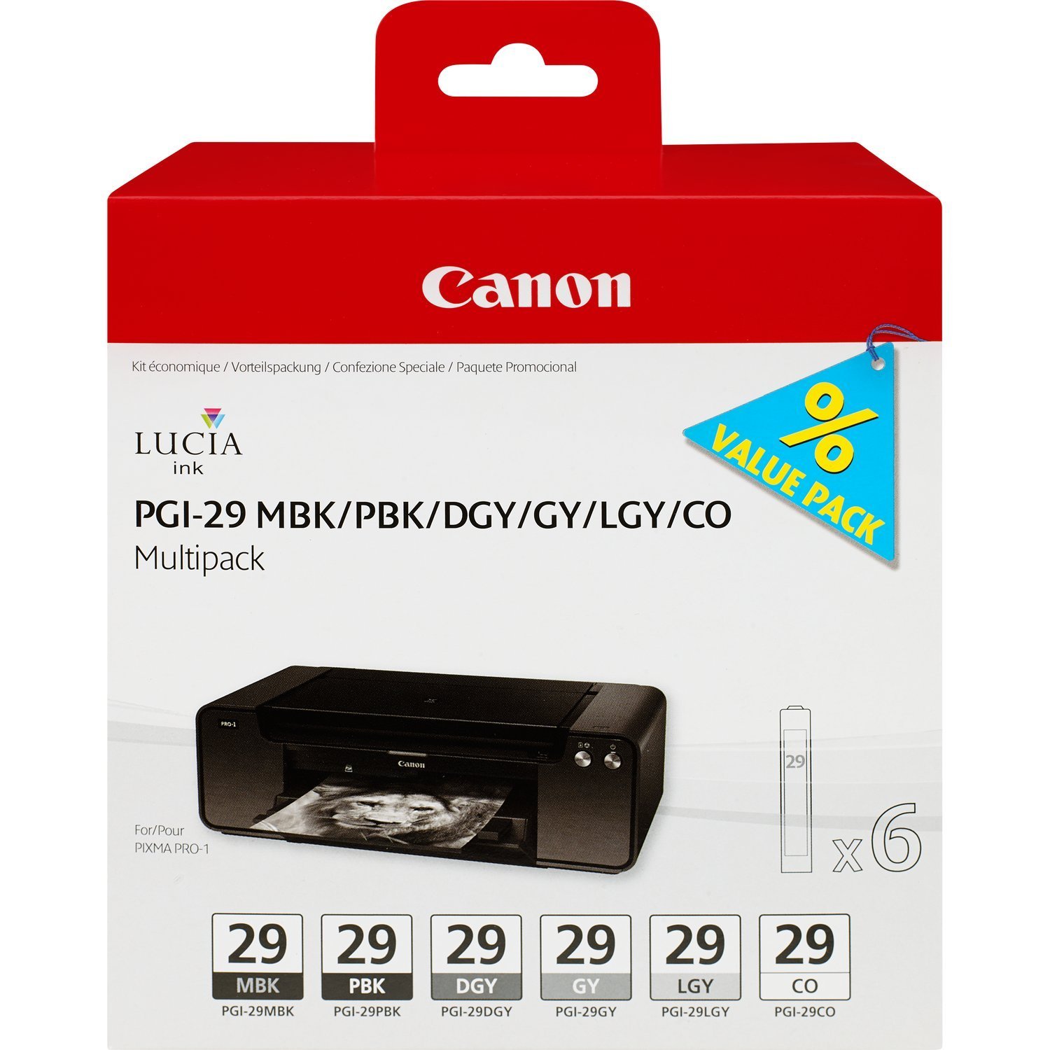 CANON PGI-29 4868B018 - Pack de 6 cartouches Canon PGI29 Couleurs 4868B018 CANON PGI-29 4868B018