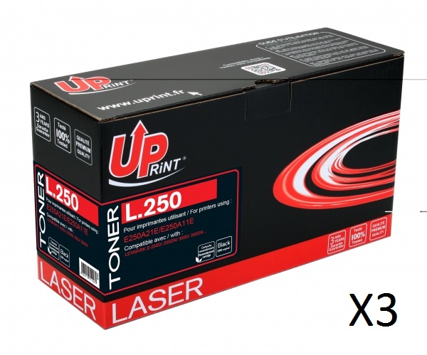 LEXMARK E250A11E Pack 3 C - Pack de 3 toners laser noir compatible lexmark E250 L250 LEXMARK E250A11E Pack 3 C