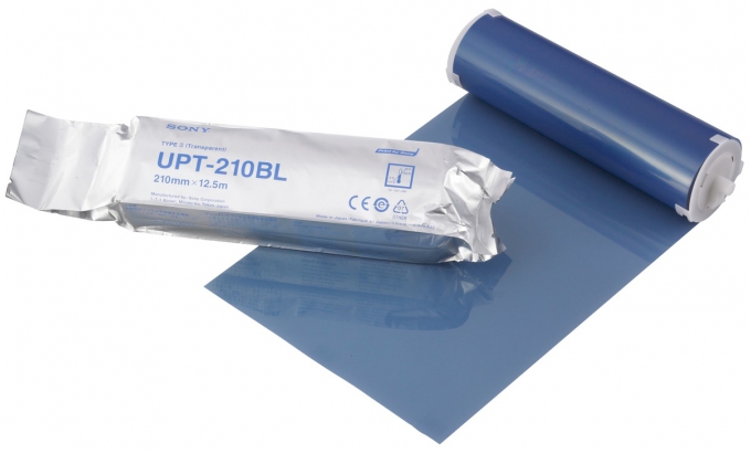 Sony UPT-210BL - Bobine de film Film thermique bleuté transparent pour l'imprimante médicale Sony UP-990AD dimensions 210 mm x 12,5 m Sony UPT-210BL