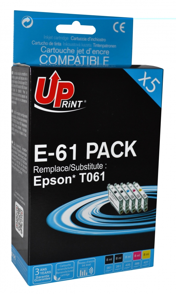 EPSON T0615 C - Pack économique de 5 cartouches d'encre compatible epson noire et couleurs "Ourson" C13T061540 EPSON T0615 C