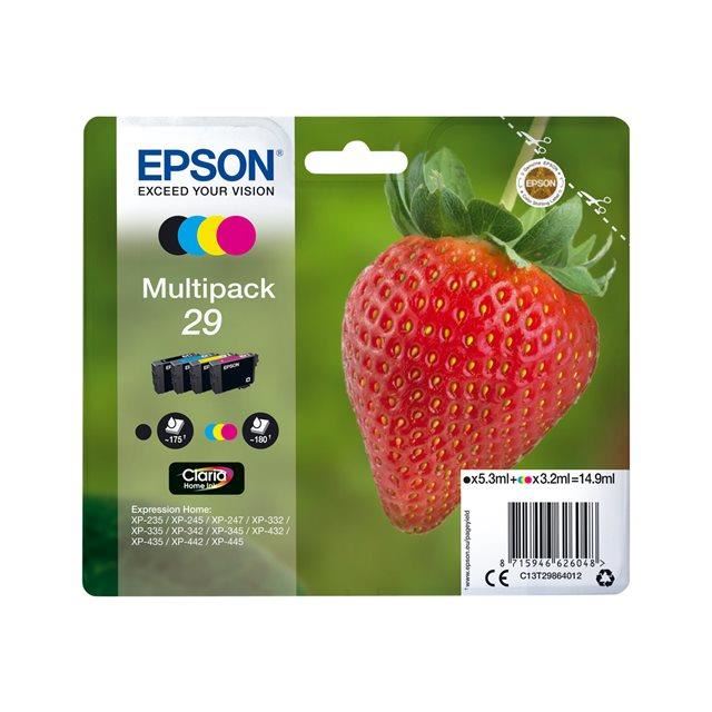EPSON T2986 - Pack de 4 cartouches jet d'encre epson C13T298640 noire et couleurs 29 "Fraise" EPSON T2986