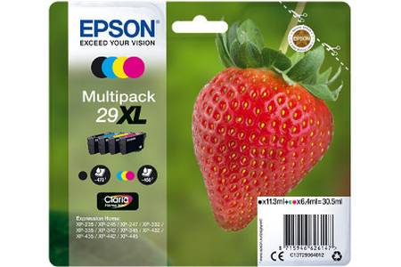 EPSON T2996 - Pack de 4 cartouches jet d'encre epson C13T299640 noire et couleurs 29XL "Fraise" EPSON T2996