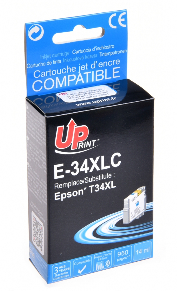 EPSON T3472 Uprint - Cartouche jet d'encre cyan compatible epson C13T347240 E34XLC "balle de golf" EPSON T3472 Uprint