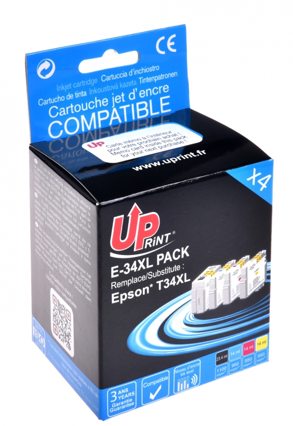 EPSON T3476 Uprint - Pack économique de 4 cartouches jet d'encre C13T347640 noire et couleurs 34XL "balle de golf" EPSON T3476 Uprint