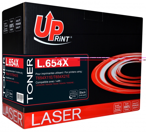 LEXMARK T654X11E Uprint - Toner laser noir compatible lexmark T654X11E-T654X21E L654X LEXMARK T654X11E Uprint