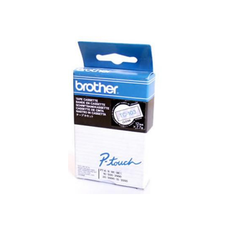 BROTHER TC-103 - Ruban laminé bleu sur fond transparent 12mm TC103 BROTHER TC-103