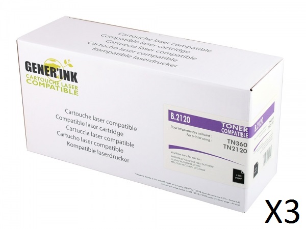 BROTHER TN-2120 Pack 3 C - Pack économique de 3 cartouches toner TN2120 BROTHER TN-2120 Pack 3 C