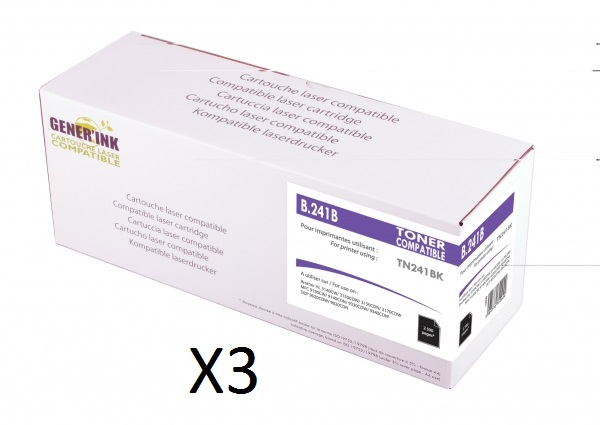 BROTHER TN-241BK Pack de 3 - Pack économique de 3 x TN241BK (TN-241BK) Qualité Premium BROTHER TN-241BK Pack de 3