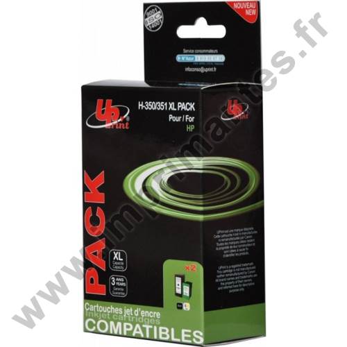 350XL 351XL Pack C - Pack de 2 cartouches jet d'encre noire et couleurs Générique pour HP 350XL et 351XL marque UPRINT 350XL 351XL Pack C
