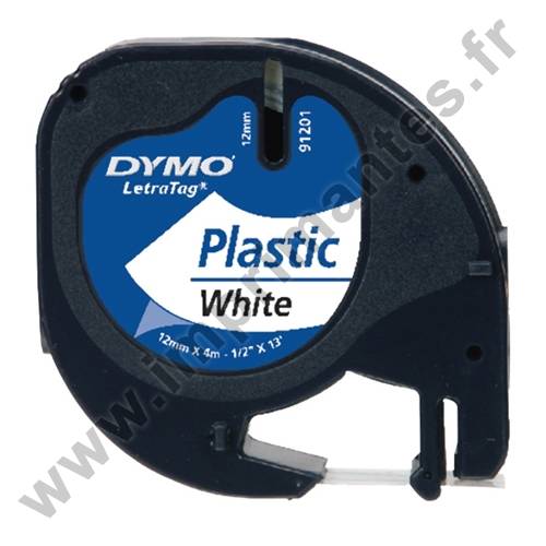 Dymo 91201 - Ruban noir sur fond blanc 12mm S0721610 origine