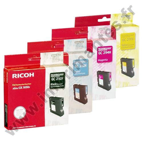 RICOH GC21H Pack 4 - Pack de 4 cartouches Ricoh GC21 haute capacité noire et couleurs RICOH GC21H Pack 4