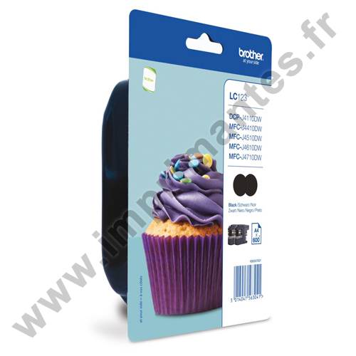 BROTHER LC123BK Pack 2 - Pack de 2 cartouches jet d'encre noires brother LC123BK BROTHER LC123BK Pack 2