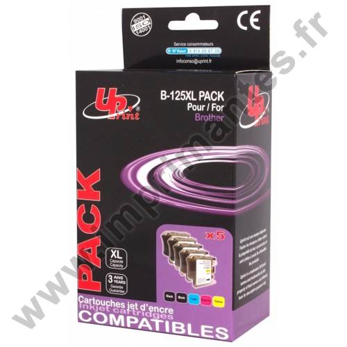 BROTHER LC127XL Pack 5 C - Pack économique de 5 cartouches jet d'encre LC127XL LC125XL noires et couleurs BROTHER LC127XL Pack 5 C