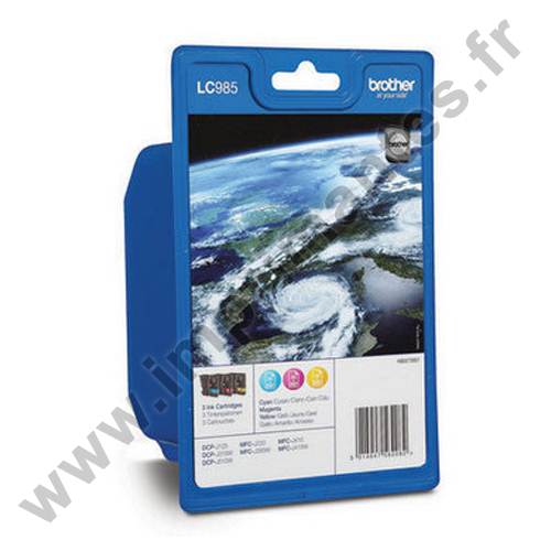BROTHER LC985 RBW BP - Pack de 3 cartouches jet d'encre couleurs LC985 BROTHER LC985 RBW BP