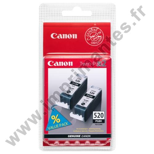 CANON PGi-520BK Twin Pack - Pack de 2 cartouches jet d'encre noires PGI520BK 520PGBK 2932B001 2932B012 CANON PGi-520BK Twin Pack