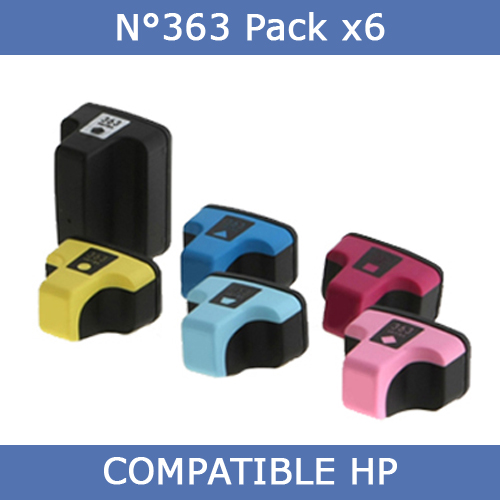 HP Q7966ee C - Pack 6 cartouches jet d'encre noire et couleurs Générique pour HP n°363 HP Q7966ee C