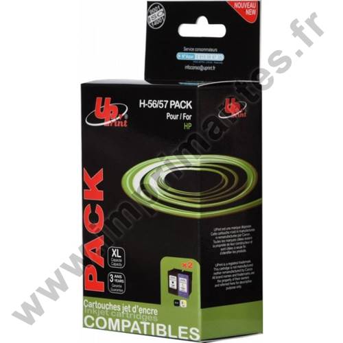 HP SA342AE C - Pack de 2 cartouches jet d'encre noire et couleurs Générique pour HP n°56 et n°57 HP SA342AE C