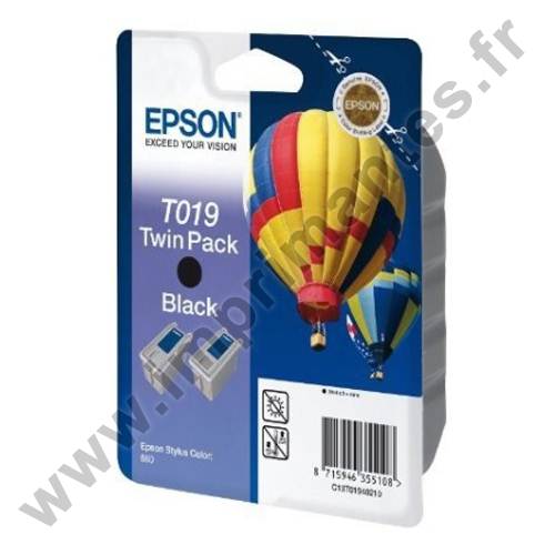 EPSON T019 TwinPack - Pack de 2 cartouches jet d'encre noires T019402 "Montgolfière" EPSON T019 TwinPack