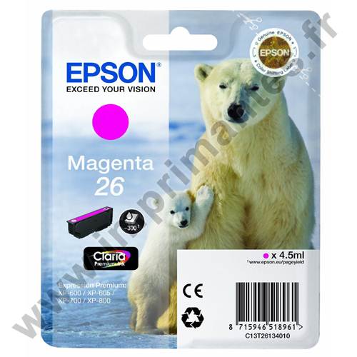 Epson T2613 - Cartouche jet d'encre magenta epson C13T261340 Ours polaire  origine