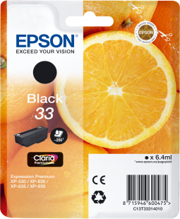 EPSON T3331 - Cartouche jet d'encre noire epson C13T333140 "Oranges black 33" EPSON T3331